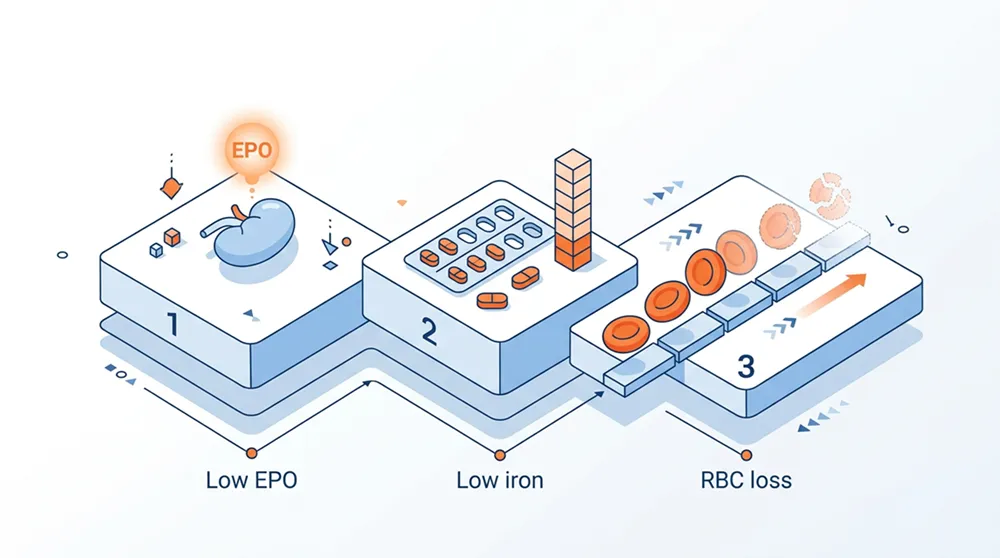 腎臓病で貧血が起こる主な原因