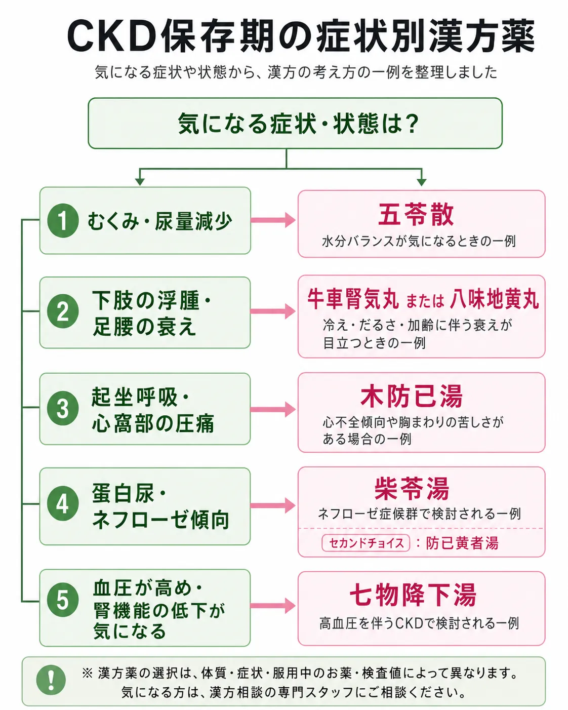 CKD保存期の症状別漢方薬