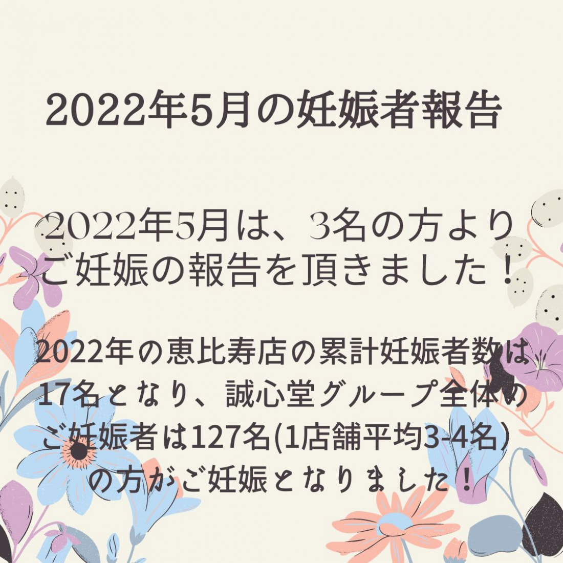 2022年5月の妊娠者数のご報告