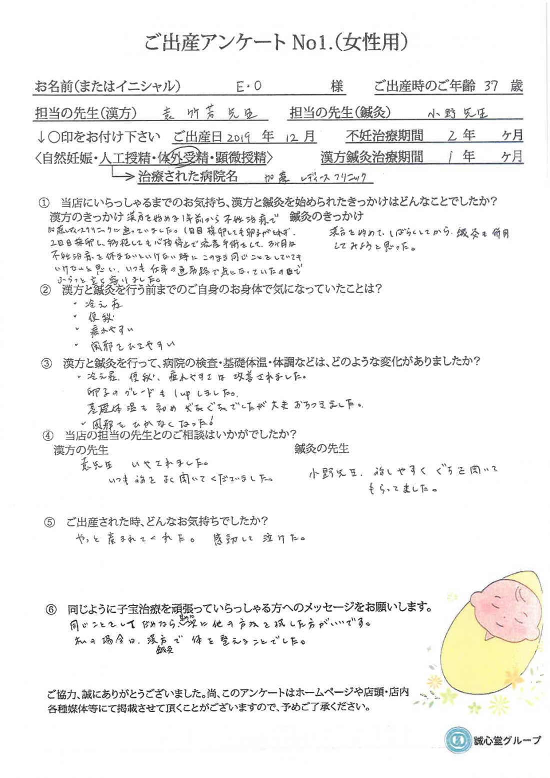 過去の出産アンケート（2019年）を一覧にまとめました①