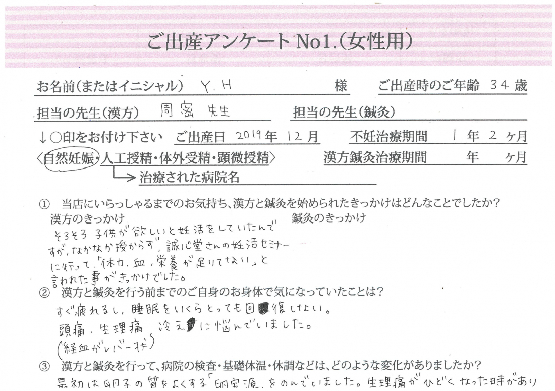 ❀ご出産アンケート《第一子・顕微授精・34歳》❀