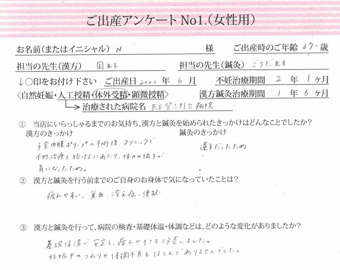 ❀ご出産アンケート《第一子・体外受精・37歳》❀