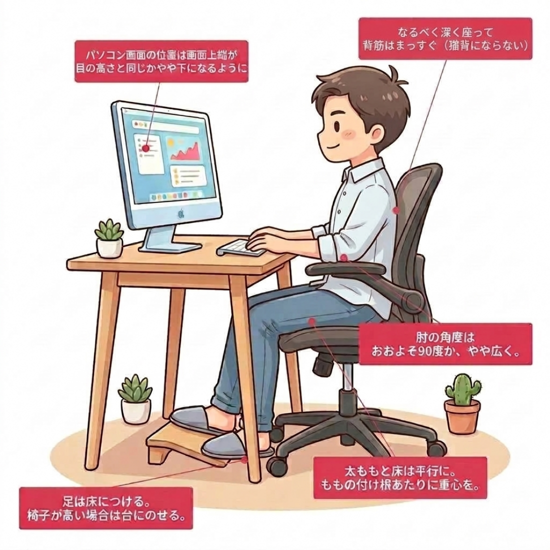 肩凝り予防のためにデスクワークの姿勢をみなおしてみよう!