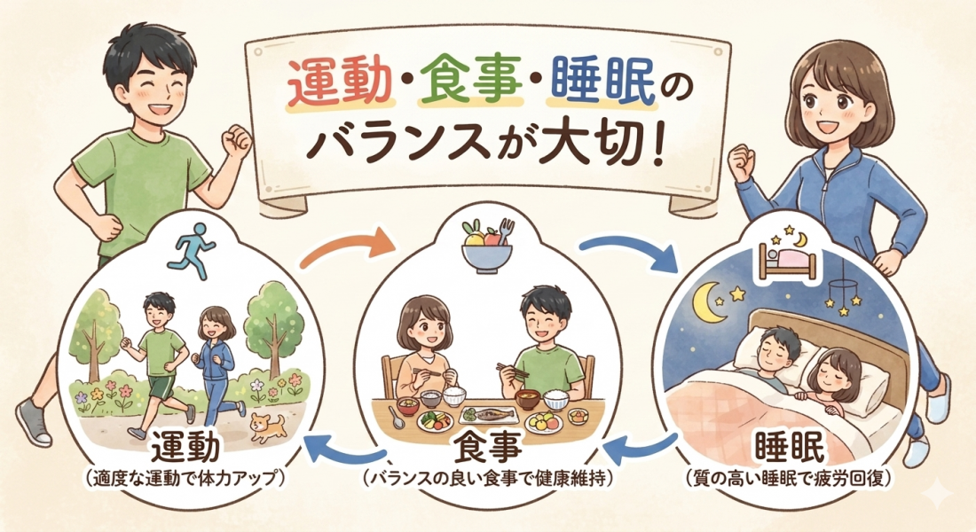 健康養生の基本【運動・食事・睡眠】のバランスを大切に